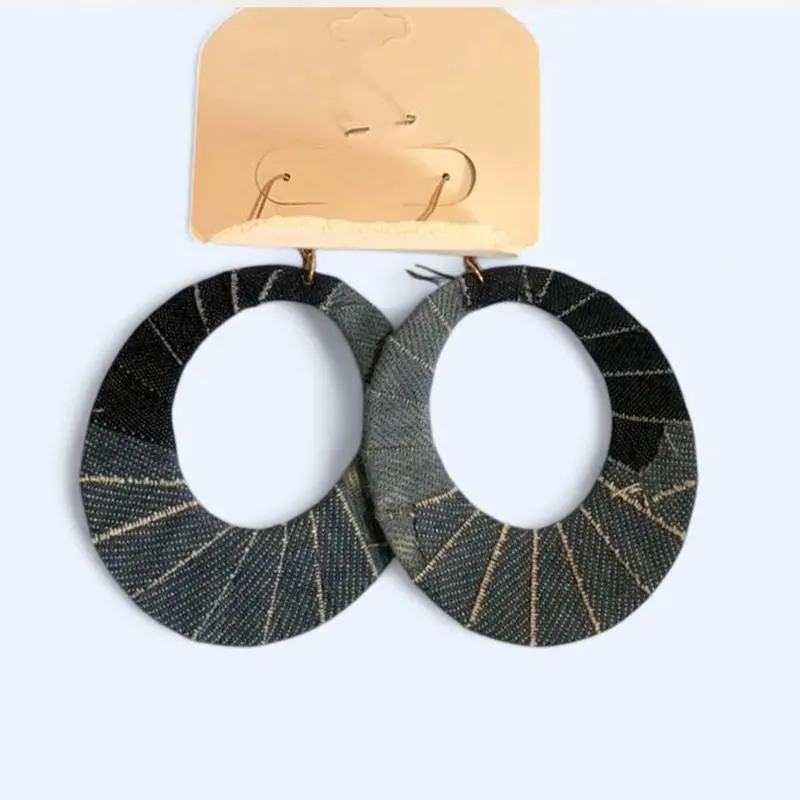 Women's Fashion Denim Hoop Earrings - Trendy Denim Material, Perfect for Everyday Wear, Ideal for Women