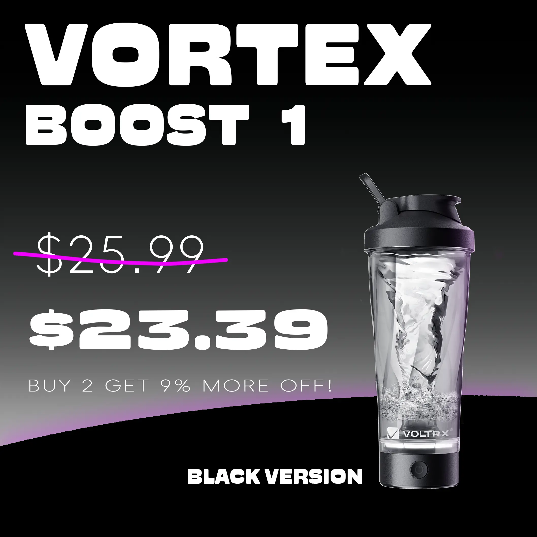 VOLTRX Electric Blender Shaker Bottle, Merge, USB C Rechargeable Electric Protein Shake Mixer, Shaker Cups for Protein Shakes ,BPA Free, 24oz
