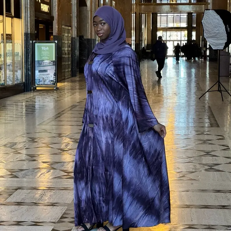 Printed Umbrella Abaya with elegant button details