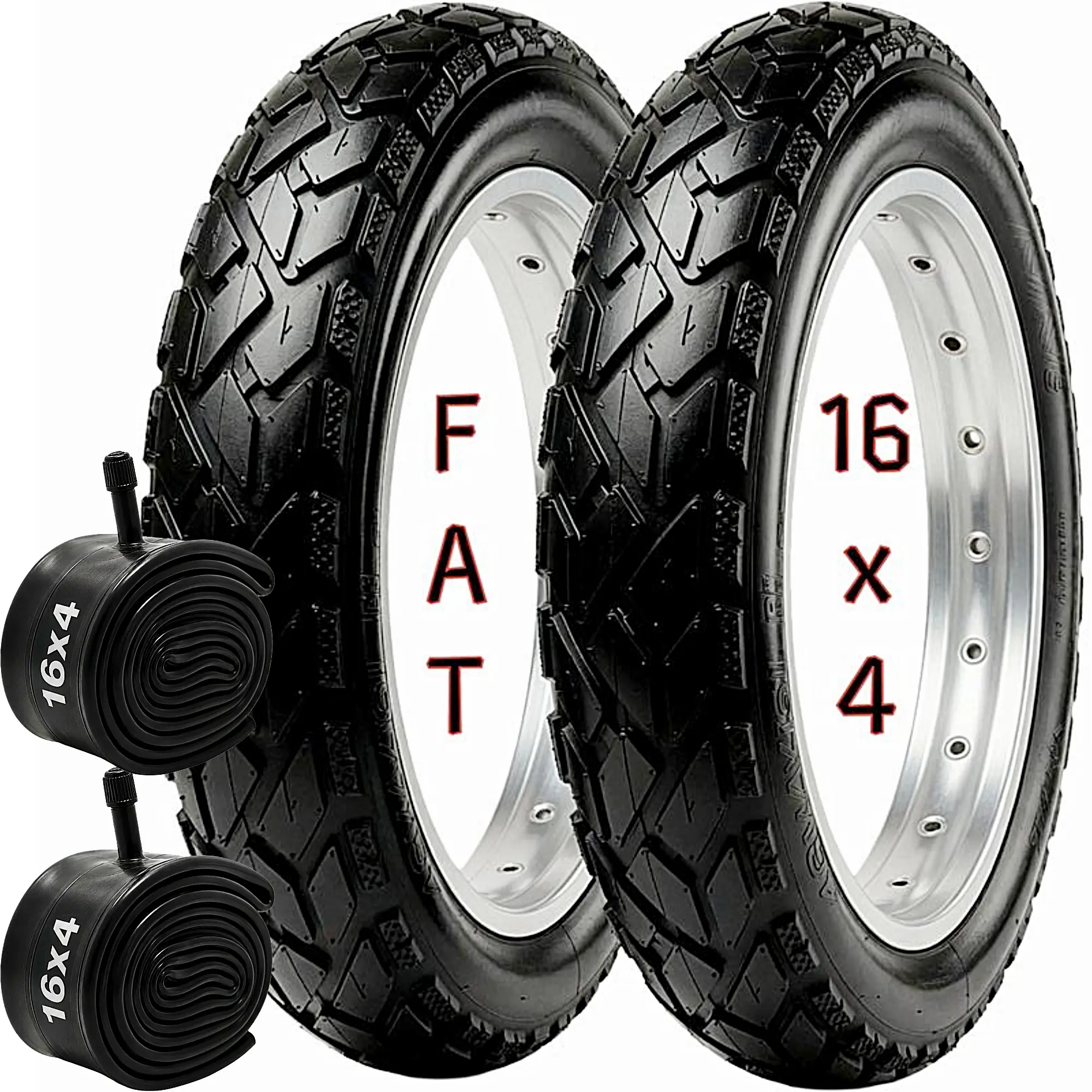16x4 Fat Tire Set – Heavy-Duty All-Terrain E-Bike & Fat Bike Tire | Thick Non-Foldable Wire Bead, Durable Power Grip, Smooth Ride & Strong Traction