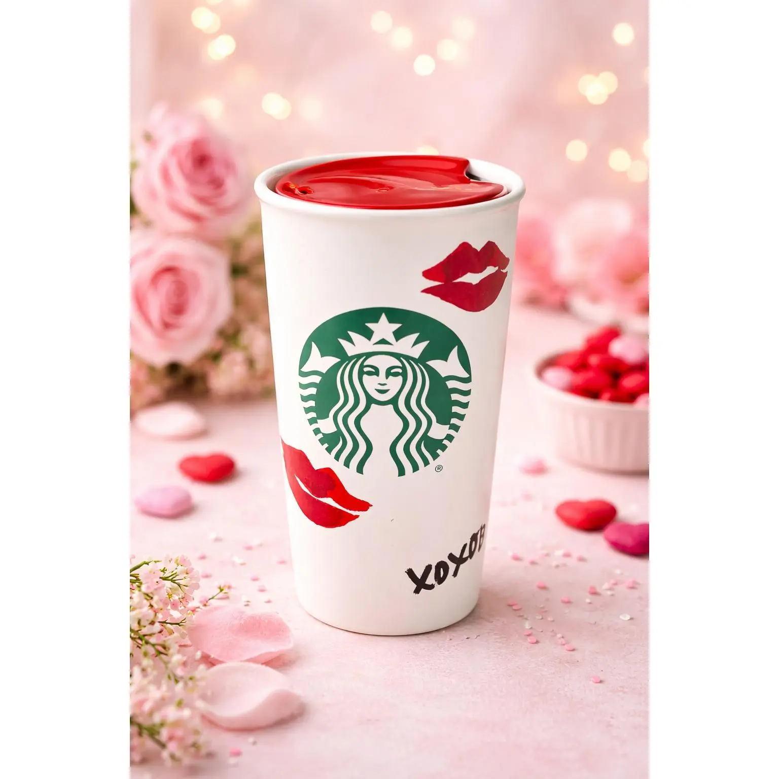 Starbucks XOXO Lips Valentine Tumbler 12 oz 2015. Ship Fast!
