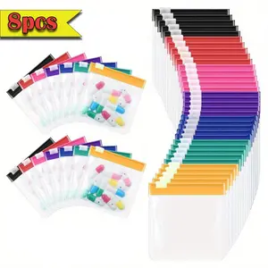 8 Piece Colorful Reusable Mini Pill Pouches, Durable Plastic Sealed Bags with Zipper Closure, Portable Compact Design for Travel & Daily Use