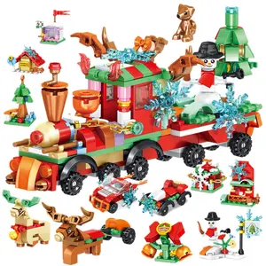Christmas Train Decoration Ornament, Mini Christmas Tree Building Block Set, Surprise Gifts for Kids, Kids Christmas Birthday Present