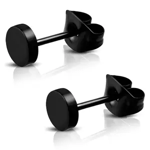 Stainless Steel Illusion Round Circle Button Stud Earrings