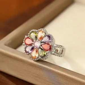 1PC Luxury Women Retro Zirconia Ring Bride Princess Engagement Wedding Band Anniversary Birthday Christmas Gift Rings For Mom Wife Girlfriend Ring Jewelry Size 5-11#