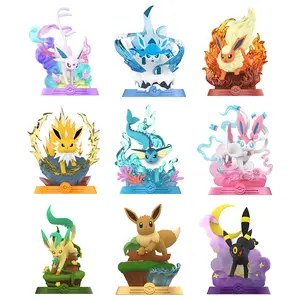 MINISO Official Style Pokémon Eevee Evolutions Blind Box,4.17"-4.8" Premium Anime Eeveelution Mystery Box Action Figure with Effect Base,Aesthetic Room Gaming Setup Decor,Kawaii Desk Decor Pokémon Gift for Fans