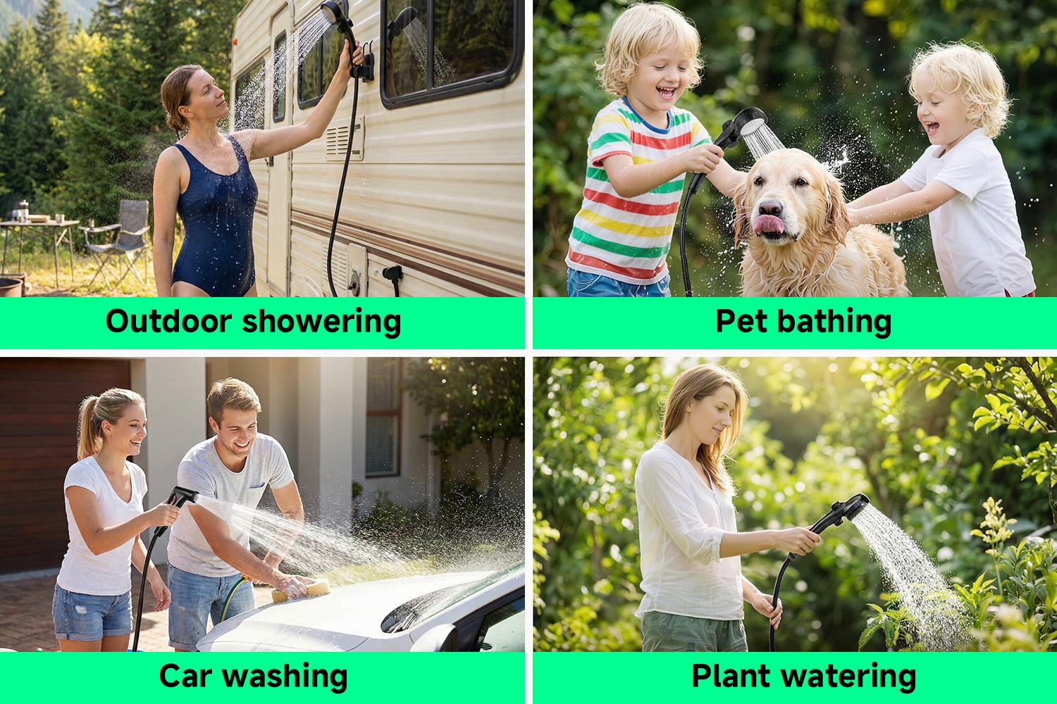 Senmeo Portable Outdoor Camping Shower - Black, 6000mAh USB Pump, Rechargeable, Ideal for Beach, Hiking, Pet Bathing, Easy to Carry, Versatile for Outdoor Activities