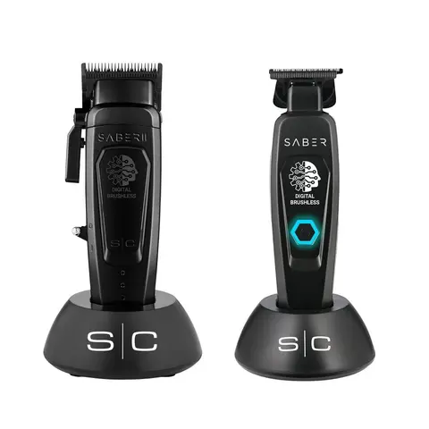 StyleCraft Saber Pro Grooming Bundle: Digital Brushless Saber II Clipper & Saber Trimmer
