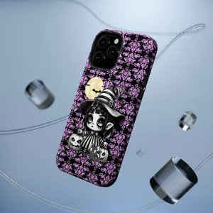 Phone Cases - Lydia Beetlejuice Purple Lace Pattern, Impact-Resistant Halloween Accessories, Spooky Gothic Protective Cover, Smartphone