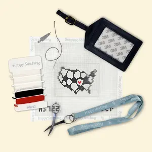 Happy Stitching - Heart of The Game Needlepoint Luggage Tag Kit - DIY Self Finish Needlepoint Craft Kit