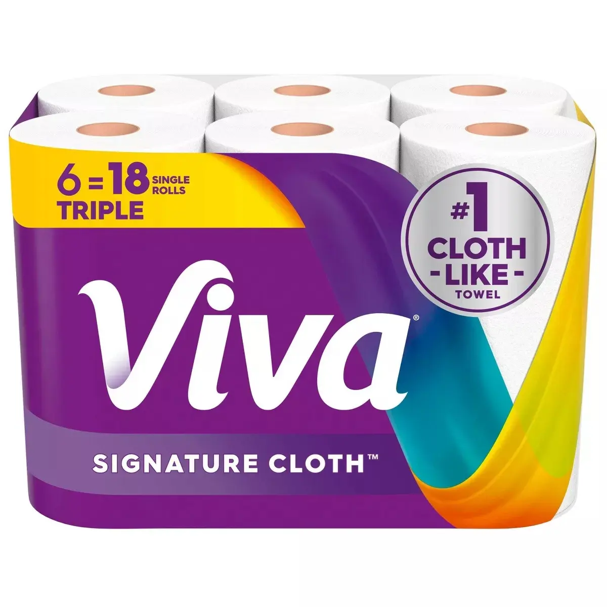 Viva Signature Cloth Make-A-Size Paper Towels - 6 Triple Rolls - 1-Ply - 129 Sheets