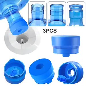 3Pcs Reusable Silicone Water Jug Cap, Spill-Proof Dust-Proof Replacement Water Bottle Lid, Drinkware Accessories for Home Office Dorm, Blue