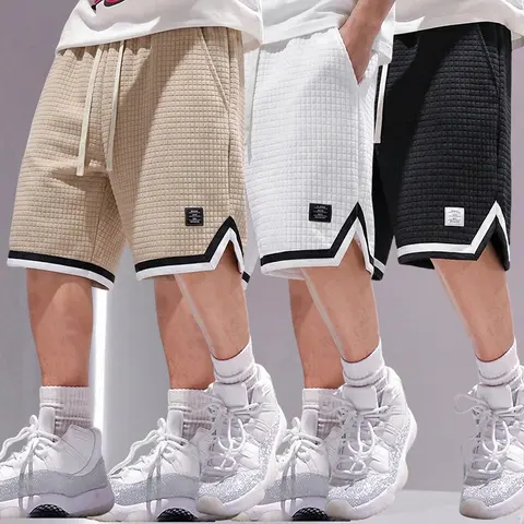 Men's 3-Pack Cargo Shorts, Baggy Oversized Mid-Length, Lightweight Breathable Waffle Fabric, Adjustable Strap, Loose Cut for Free Movement, Ideal for Running Training & Summer Home Leisure Wear