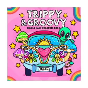 Tr***y Groovy Coloring Book Psychedelic Mushrooms Aliens Stress Relief - Paperback