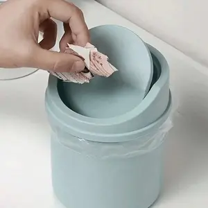 Mini Garbage Bin, Trash Storage Can, Covered Trash Can, Desktop Trash Can, Plastic Desktop Waste Paper Basket, To Prevent Odor Leakage, Storing Fruit Peel, Paper Scraps On Desk To Keep Tidy, For Office Desk Decor, Coffee Table, Office, Living Room, Study
