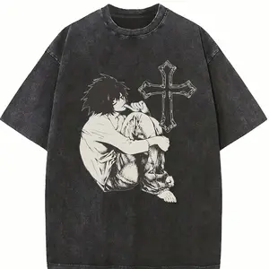 Anime Vintage Graphic Tee, L Lawliet Tee, Death Note Shirt, Manga Anime Shirt, Unisex T-Shirt, Anime Clothing Top Menswear Womenswear Streetwear Casual Oversized