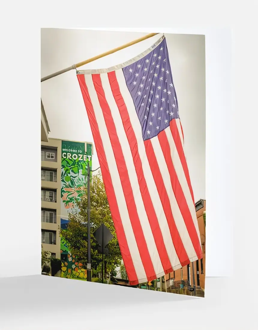 Crozet Mural and American Flag Greeting Card