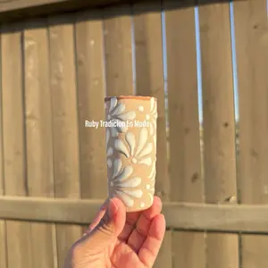 Clay shot glass/ Tequileros de Barros / Inspirados en los disenos de TALAVERA/ Talavera Inspired / Tazas Mexicanas de Ceramica | Mexican Cup
