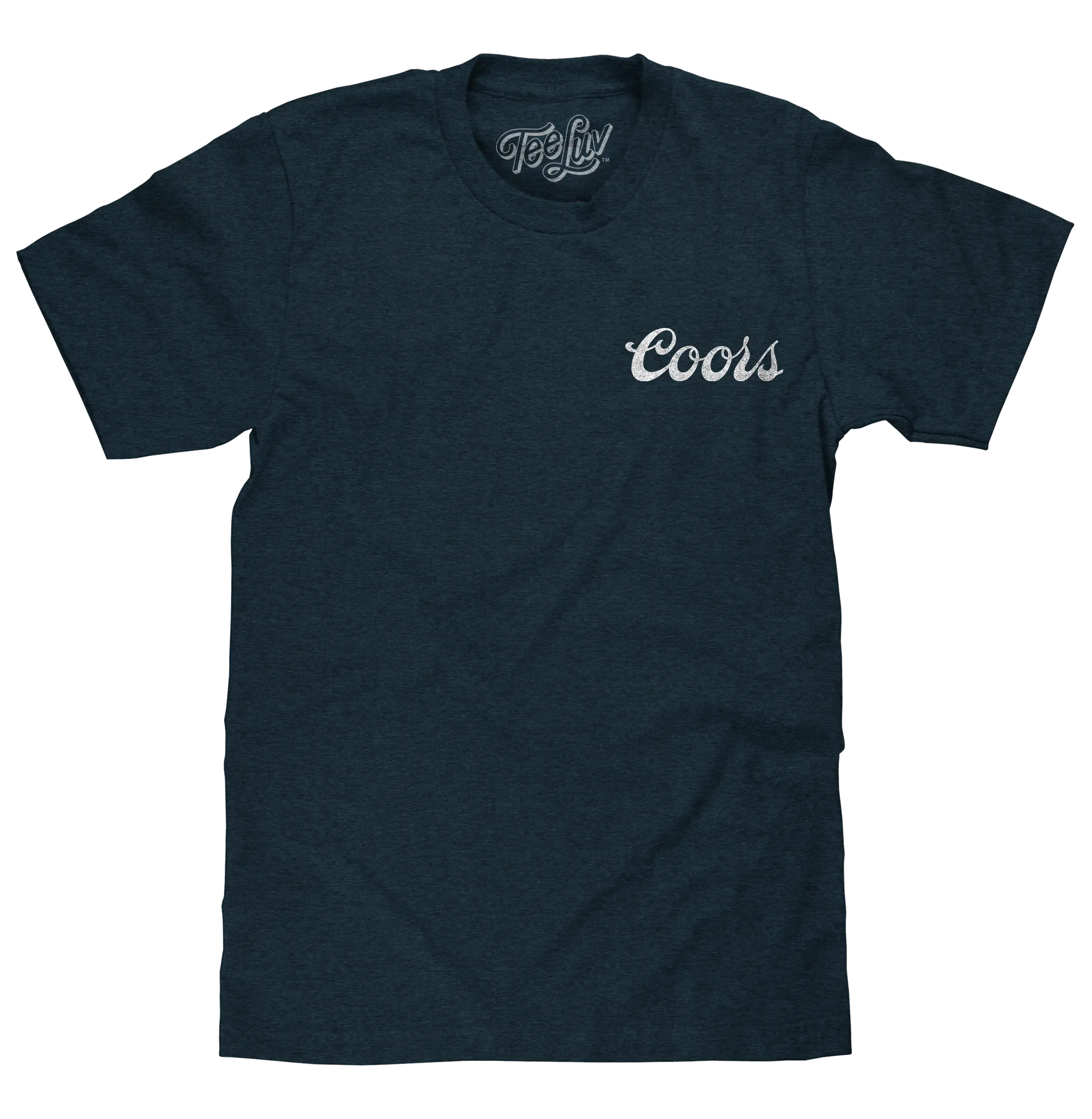 Coors Genuine Bock Beer Left Chest Front and Back Print T-Shirt - Denim Black Heather