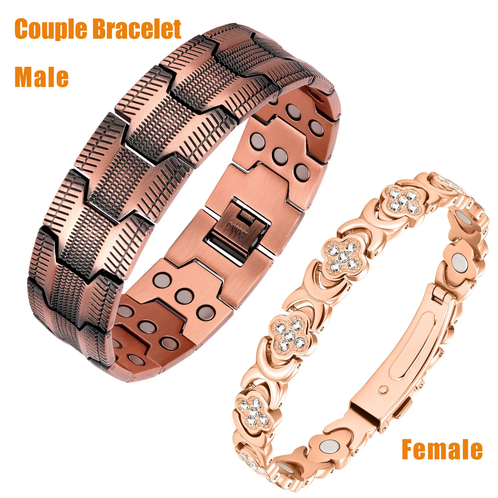 Copper Magnetic Bracelet for Men & Women Adjustable Pure Copper Bracelet for Couple Arthritis Pain Relief Wellness Jewelry Gift for Anniversary Trendy Stack Bangle