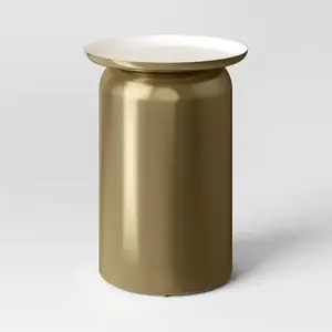 Brushed Brass Accent Table - Threshold: Cylindrical, No Assembly, Iron Frame &