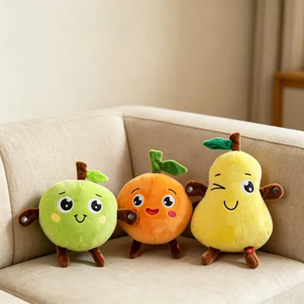 Interactive Musical Plush Toys — Electric Apple, Pear, and Orange Plush Dolls; Perfect for interactive play, pranks between couples and friends, fun gifts for Valentine's Day and Easter parties, and adorable presents for girls.