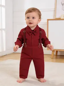 European and American Style Spring and Autumn Gentleman Boys' Long Sleeve Shirt Top + Pants Three-Piece Set Clothing Matching Set