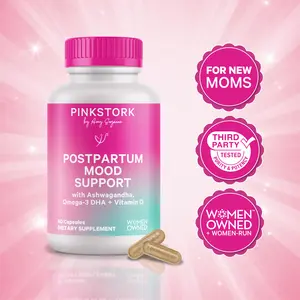 Pink Stork Postpartum Mood Support Capsules with Ashwagandha Omega-3 DHA & Chamomile for Women 1 Month Supply Healthcare Supplement Dietary Vitamin