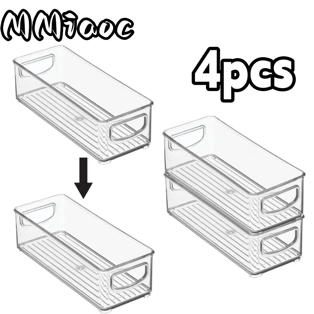 4 PCS Drawer Organizers, Clear And Stackable Storage Boxes for Snacks, Cosmetics, And Miscellaneous Items - Versatile Containers Suitable for Open Storage for Solutions in Kitchens, Bathrooms, Bedrooms, Living Rooms