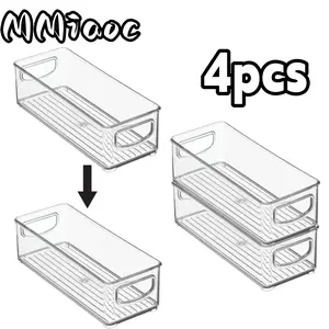 4 PCS Drawer Organizers, Clear And Stackable Storage Boxes for Snacks, Cosmetics, And Miscellaneous Items - Versatile Containers Suitable for Open Storage for Solutions in Kitchens, Bathrooms, Bedrooms, Living Rooms