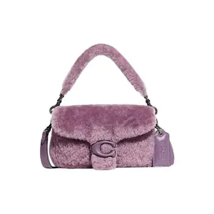 COACH Pillow 18 Small Women's Shoulder Bag with Detachable Charm and Shearling Material