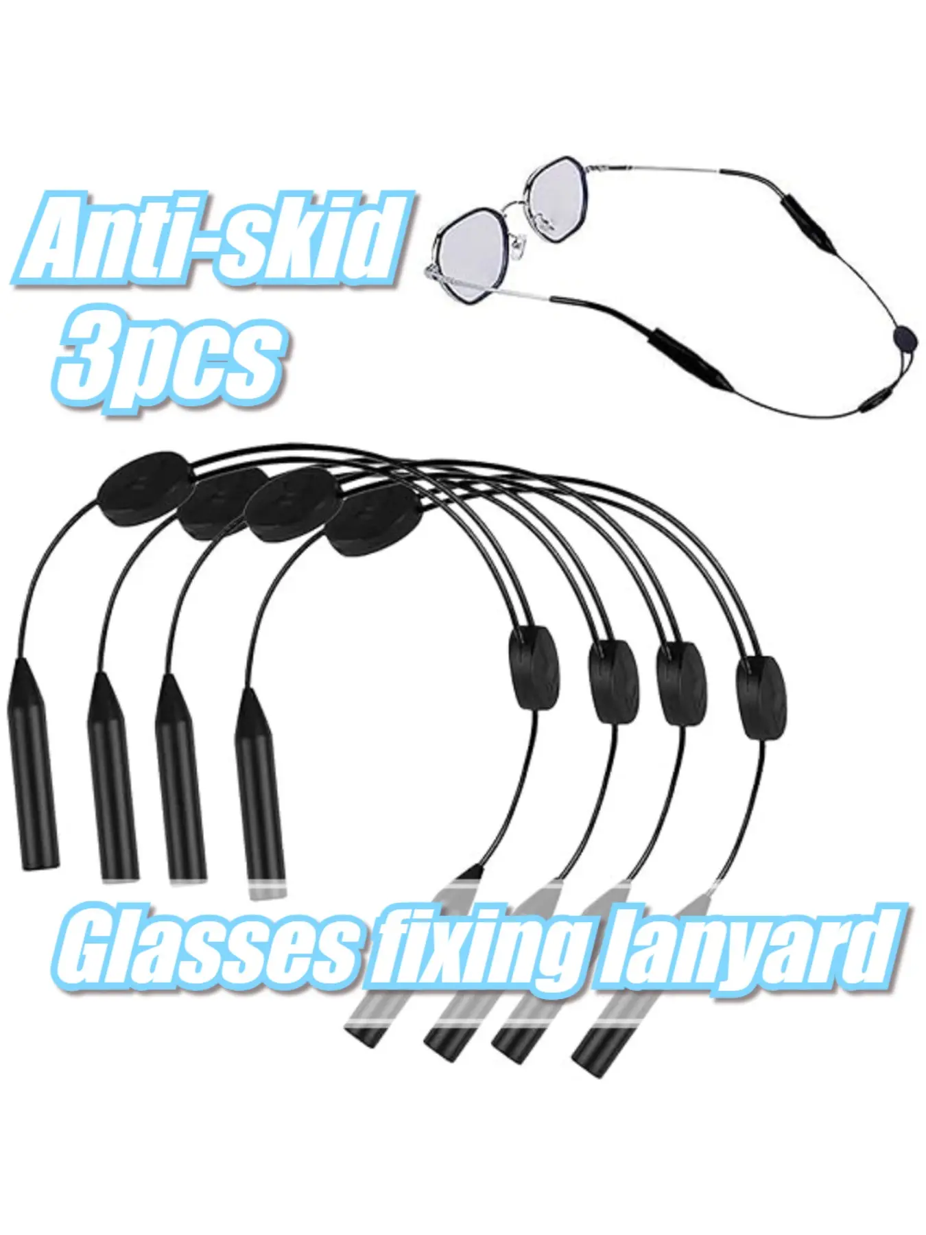 3pcs Adjustable Active Sports Eyeglass Strap, Frameless Anti-slip Eyewear Retainer, Stretchable Glasses Holder, Anti-drop Sports Lanyard for Basketball and Outdoor Activities, Eyeglass Chain