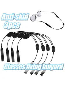 3pcs Adjustable Sports Eyeglass Strap, Frameless Anti-slip Eyewear Retainer, Stretchable Glasses Holder, Anti-drop Sports Lanyard for Basketball and Outdoor Activities, Eyeglass Chain