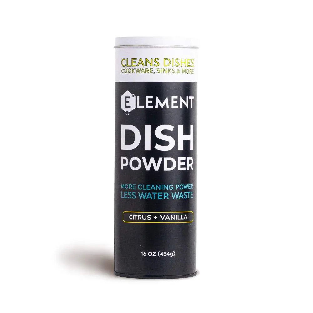 ELEMENT Dish Powder | Pre-Filled Refillable Shaker with Grease-Fighting Dish Soap | Liquidless, Plastic-Free | No Harsh Chemicals