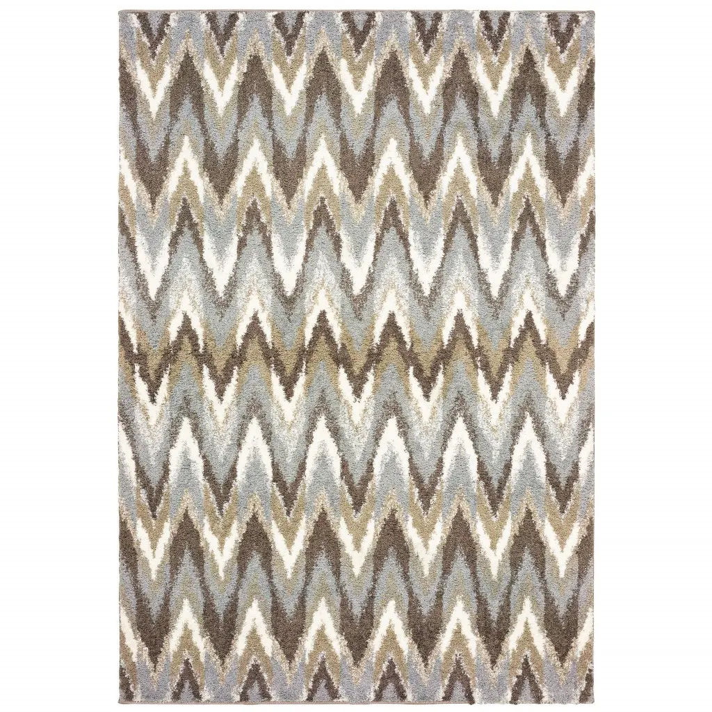 HomeRoots 388938 2x3 ft. Super Soft Polyester Ikat Pattern Bohemian Style Boho Decorative Rectangle Scatter Area Rug, Gray & Taupe, Bohemian Style Rugs, Boho Area Rug
