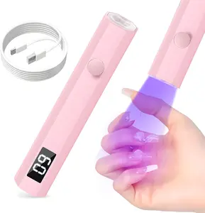 UV Nail Light Handheld UV Light for Nails 3W Portable Led Lamp with 2 Timer Settings 20/60s for Gel Polish Home DIY Salon Women(Pink)