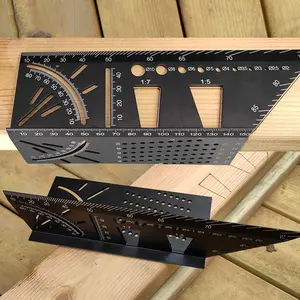 Alloy Woodworking Square Size Measure Ruler -  Mitre Angle Measuring Template Tool - Carpenter's Layout Ruler Gauge Woodworking Accessories - Gifts for Men Dad Father Husband
