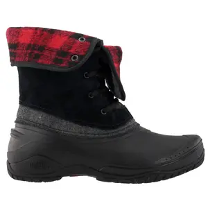 The North Face Womens Shellista Ii Roll Down Plaid Round Toe Snow Casual Boots Ankle - Black