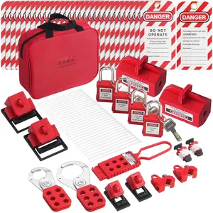 Electrical Lockout Tagout Kit - 47-Piece Safety LOTO Set Includes Padlocks, Hasps, Tags, Nylon Ties, Plug Lockouts, Circuit Breaker Lockouts, Carrying Bag For Industrial Electric Power Equipment And Safety Compliance
