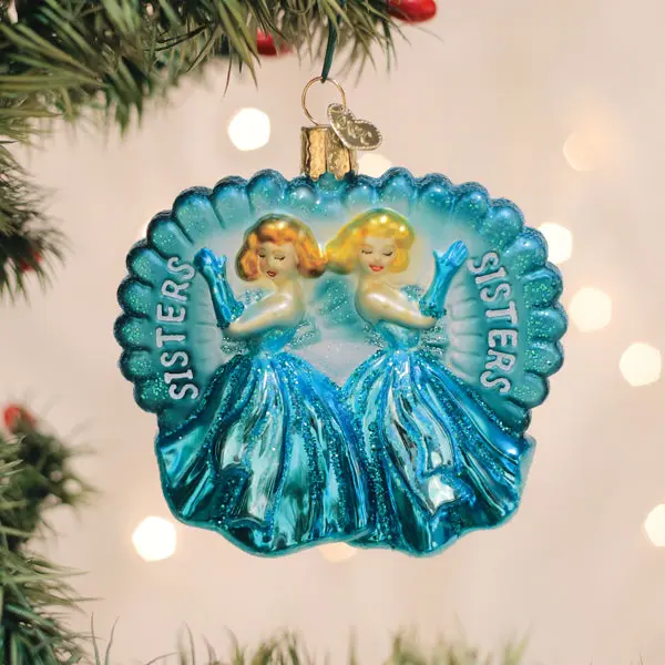 Sister-Themed Vintage Glass Artificial Christmas Tree Hanging Ornament, Family-Focused Festive Home Decor Gift for Shared Memories, Artificial Christmas Tree Hanging Ornaments