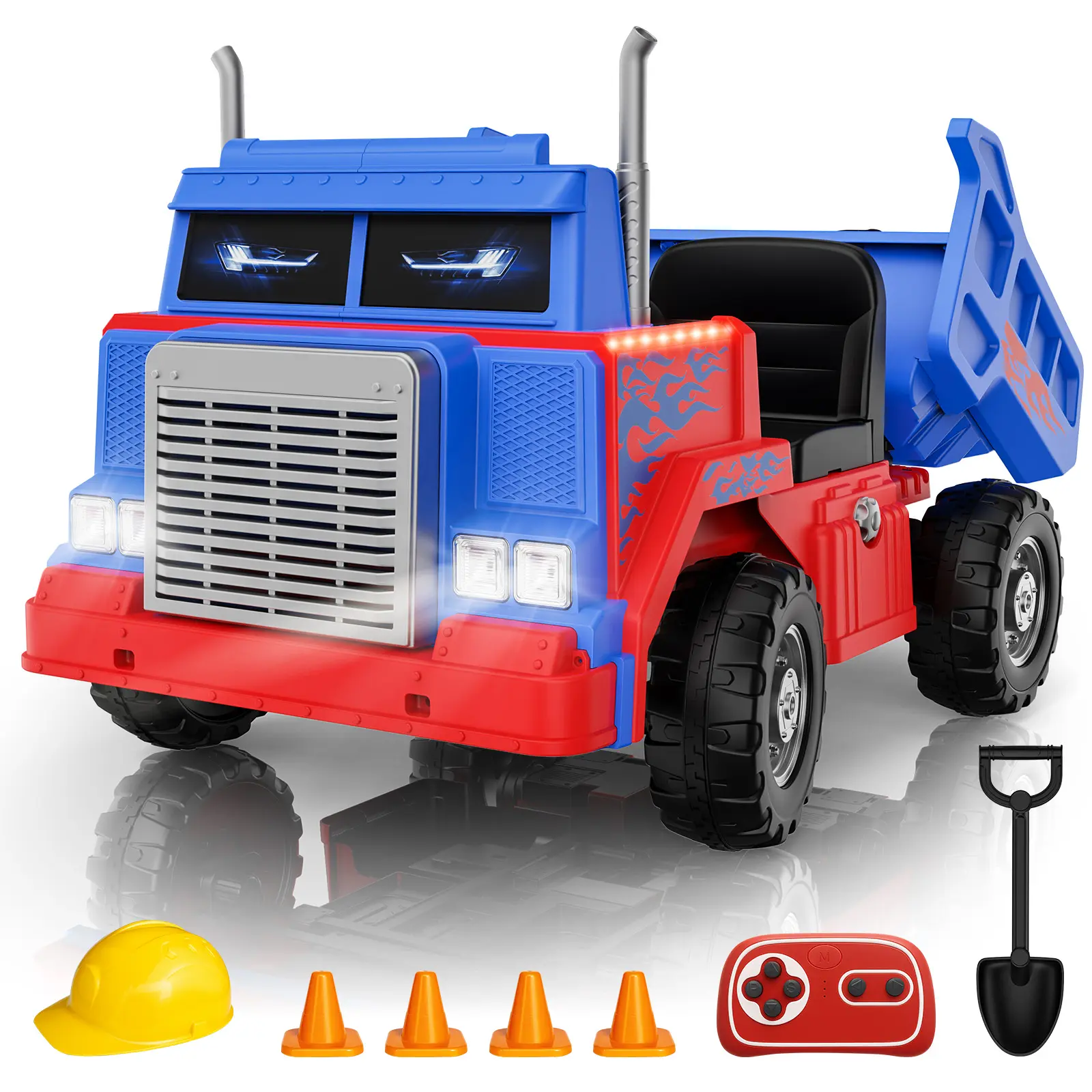 #sohochic LIGIANT OP60 24V Ride On Dump Truck for Kids, 4WD/2WD 2×200W Motor, Electric Dump Bed & Shovel, Perfect Holiday Gift for Little Builders#Summervibes Traffic Cones