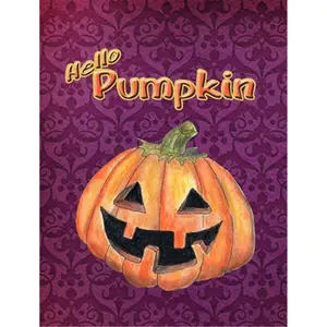 Carolines Treasures  Hello Pumpkin Halloween Flag Canvas House Size, Banners, Wall Decor Flags, Outdoor Banners