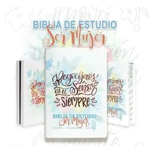 Biblia de Estudio Ser Mujer Letra Grande RV1960, imit. piel blanco floral con índice