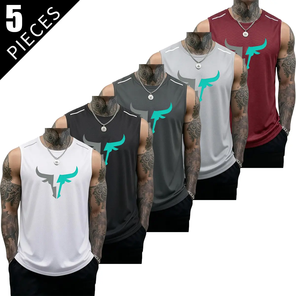 Men’s multi-pack sports tank tops suitable for exercise, fitness, casual wear, and everyday use. Soft, comfortable, lightweight, and breathable men’s tank tops—sleeveless design, a summer essential, machine washable.