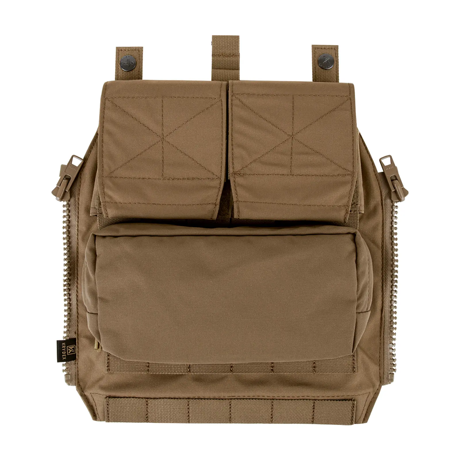 KRYDEX Tactical Zip-On Back Panel Hydration Pack - 500D Nylon Lightweight Waterproof Bag with Mag Pouches, Compatible with JPC 2.0, AVS, CPC, NCPC Plate Carrier Vests, Corresponds with Platebag Sizing