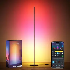 Smart Modern Floor Lamp with Music Sync and 16 Million DIY Colors, Standing Lamp for Bedroom Living Room