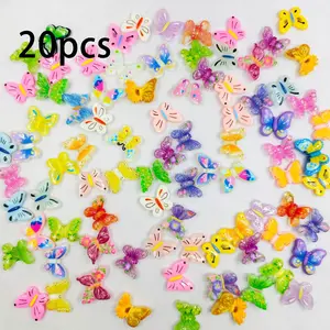 20pcs Colorful Night Glow Resin Butterfly Accessories, Butterfly Charms, DIY Handmade Brooch Pin Stickers Hair Clips Keychains Earrings Decor Materials