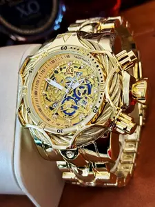 Men's Punk Style Round Dial Quartz Watch, Fashion Watch for Party, Daily Decor, Trendy All-match & Exquisite Watch for Birthday Gift with Box, Fashionable Party Watch