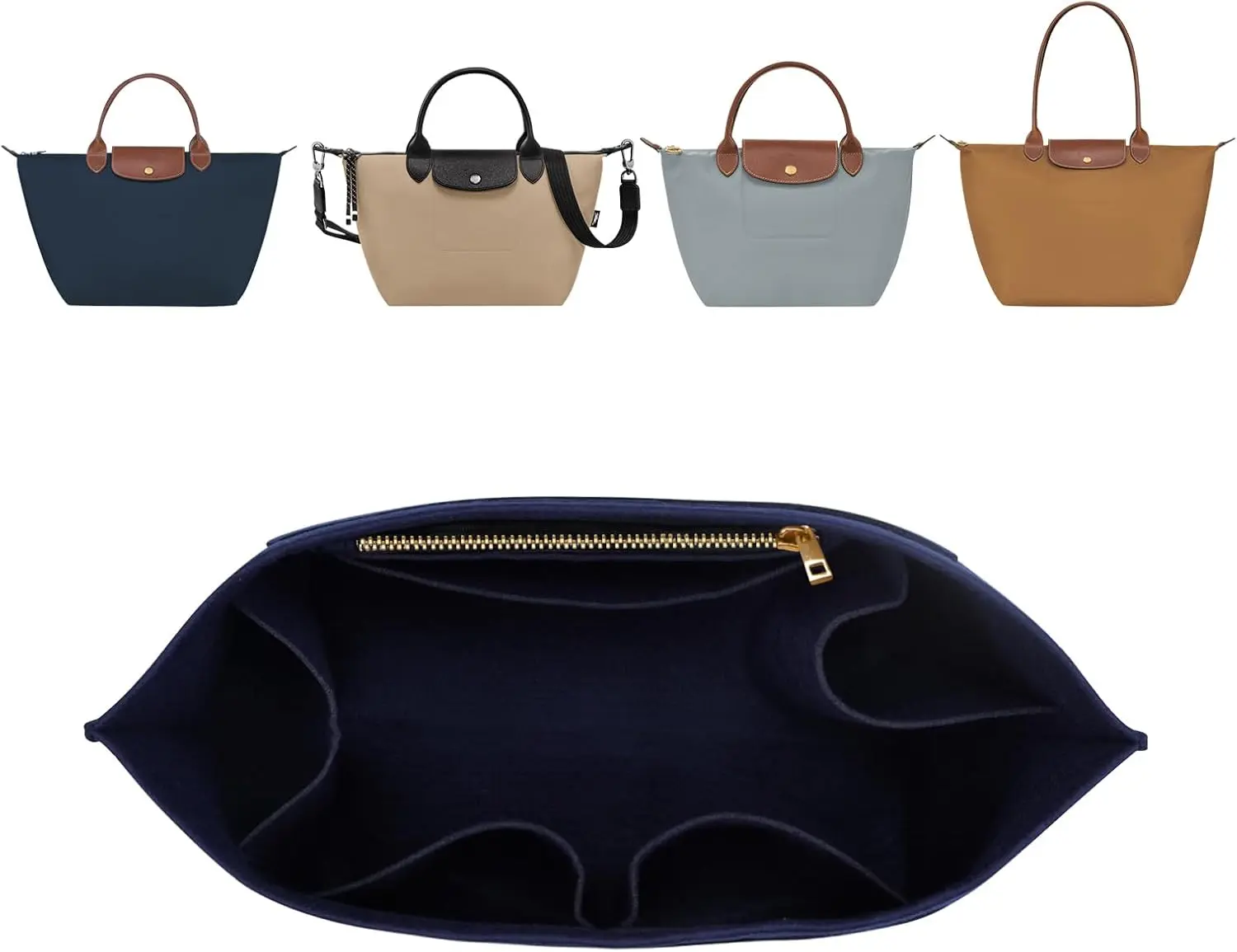 Purse Organizer Insert for Longchamp Le Pliage – Premium Felt Handbag Shaper, with Multi-Pockets