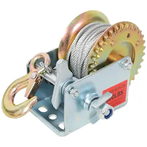 600LBS Hand Winch,with 26FT Steel Cable,Galvanized Shell,3.1:1 Gear Ratio Portable Winch,Two-Way Ratchet,Manual Operated Hand Crank Winch for Trailer, Boat or ATV Towing